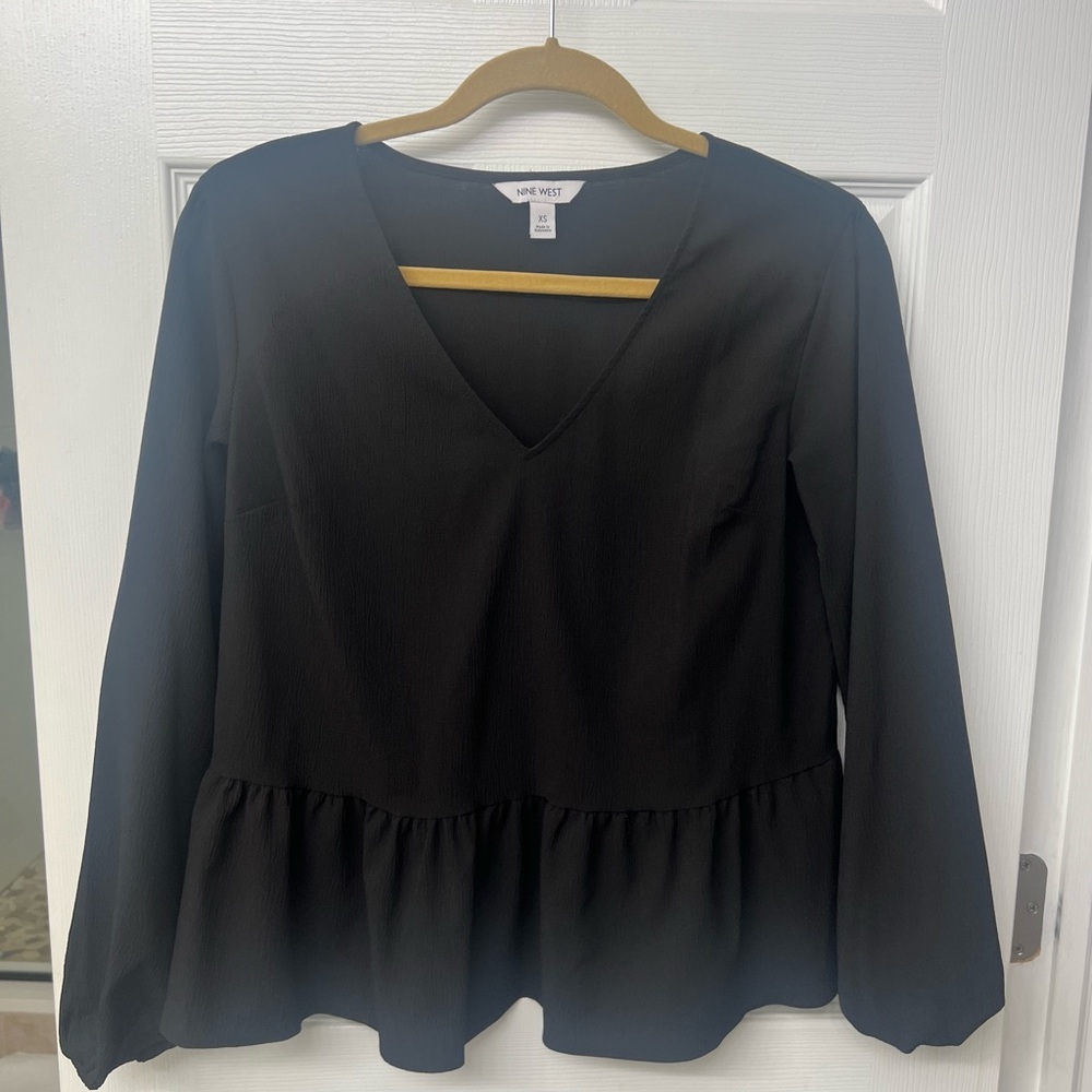 Nine West Black V-Neck Women's Top